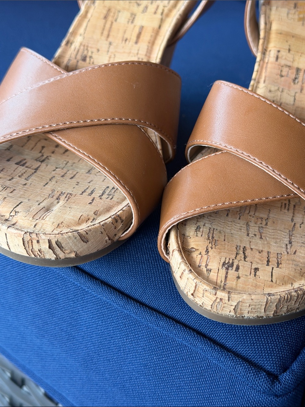 AEROSOLES Tan Cork Wedge Slingback Sandal - Picture 7 of 7